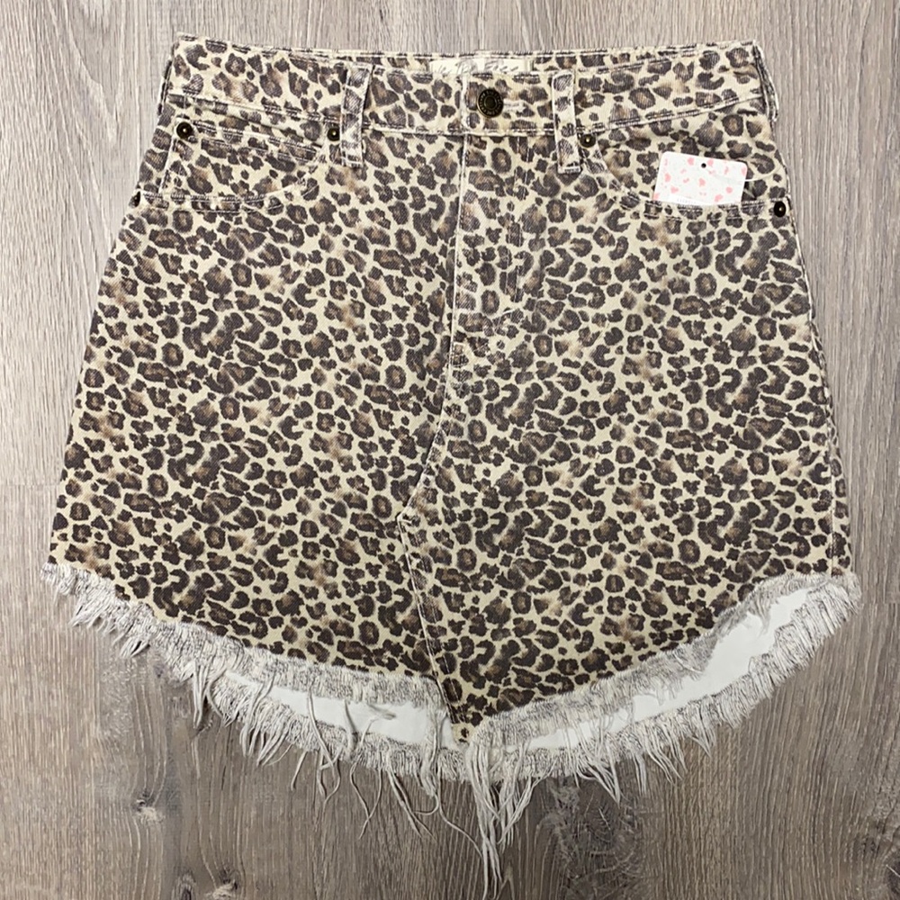 Free People Cheetah Denim Skirt NWT